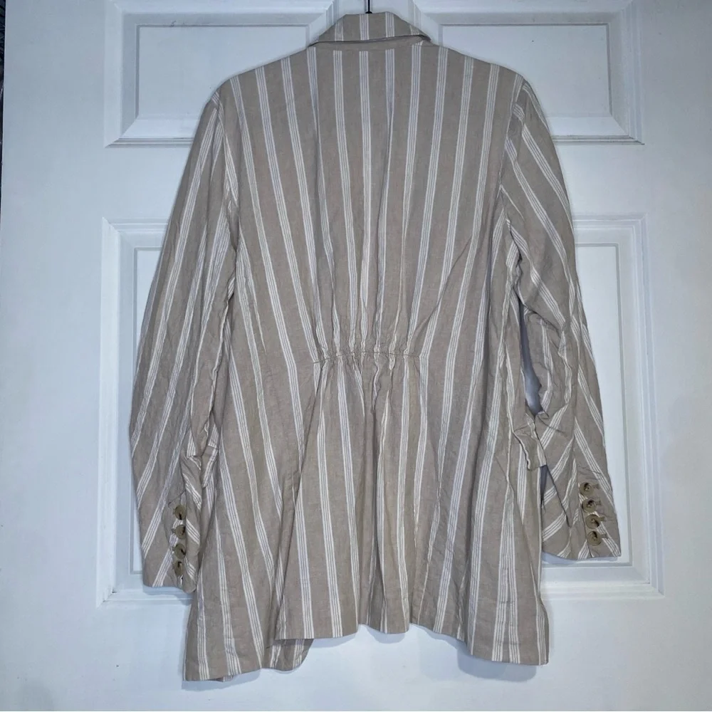 Free People Fern Blazer in Dusty Beige Oversized Linen Blend Size Medium